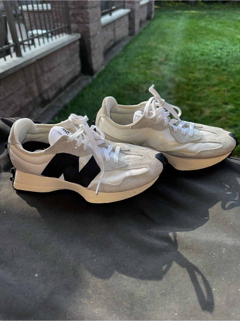 New Balance 327 White and Black Sneakers